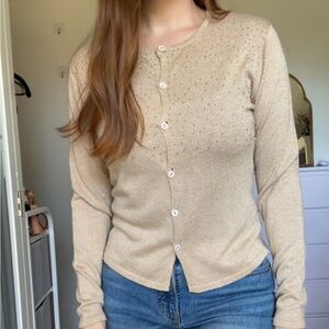 Gold beaded silk cardigan